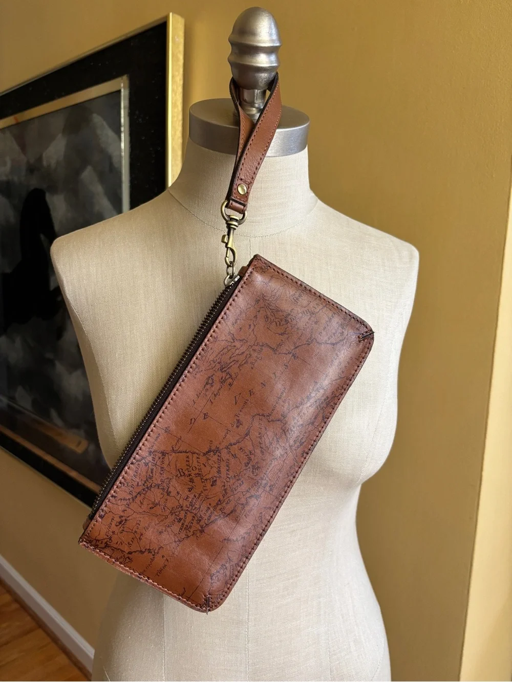 patricia nash genuine leather map print wristlet